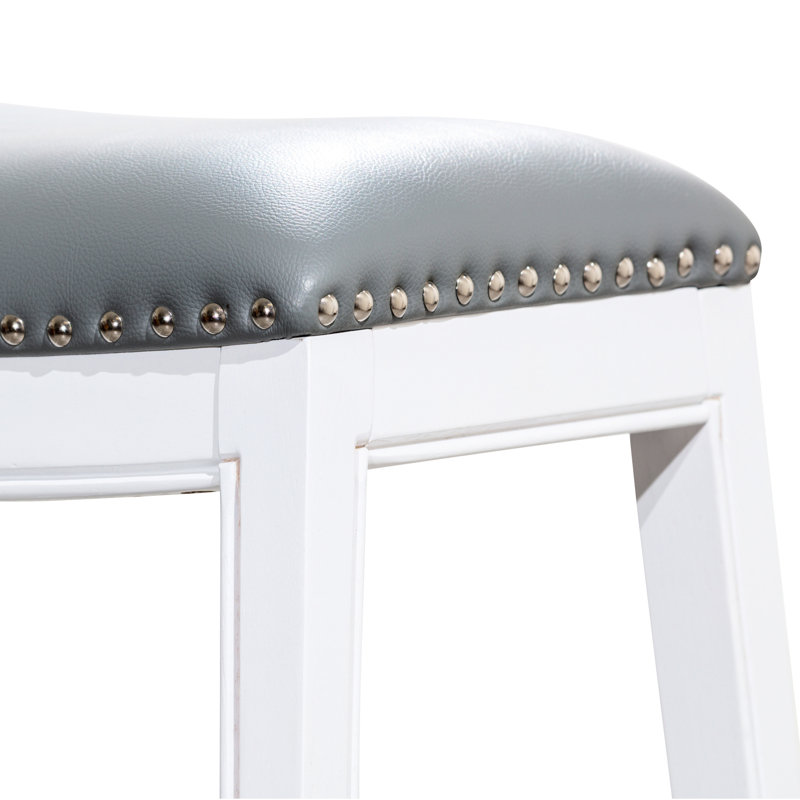 Tabouret de bar de 30 po de hauteur, siège en cuir gris blanc, améliore l'apparence de la cuisine ou de la finition et du siège blancs, esthétique moderne