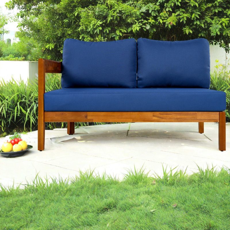 Canapés de patio spacieux, ensemble en L en bois d'acacia moderne pour patio