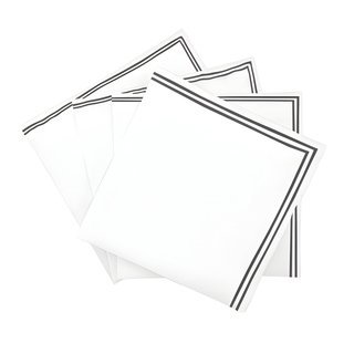 Double Embroidery Border Cotton Napkins (Set Of 4), White/Dark Gray, 20" Square