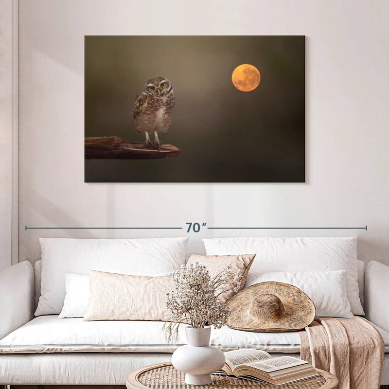 Owl Under The Moon, 30" H x 45" W
