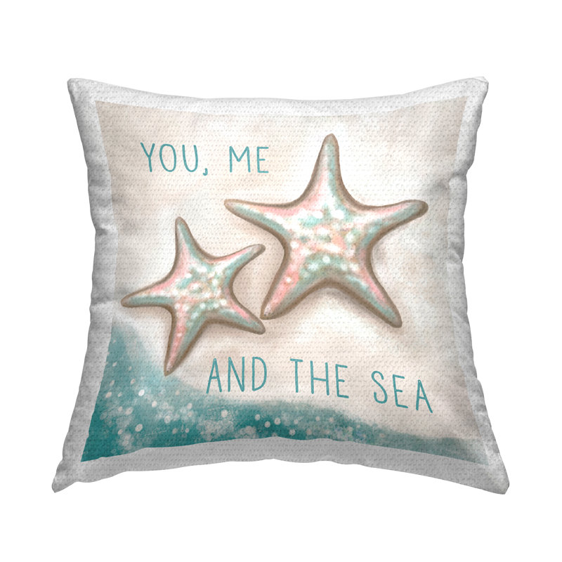 Coussin d'extérieur imprimé You You & Sea Beach Starfish par Elizabeth Tyndall