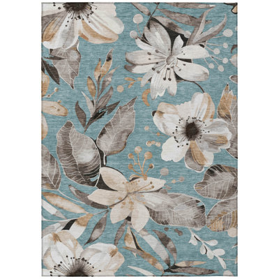 Machine Washable Indoor/Outdoor Millner ACN2260 Floral Rug