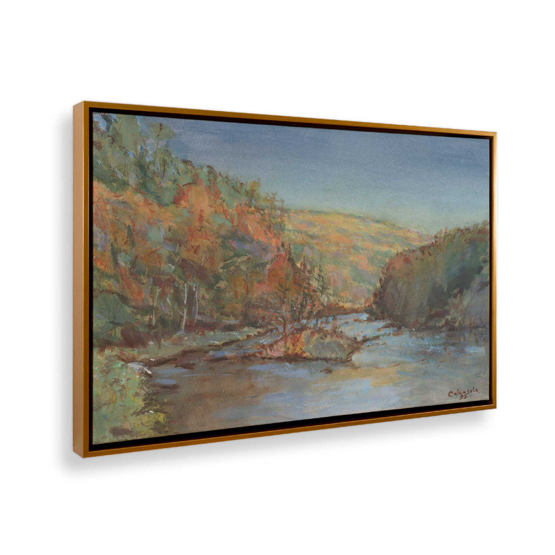 «Westfield River in the Fall» par Stephen Calcasola, reproduction d'art sur toile, H 30 po x l 40 po, Doré