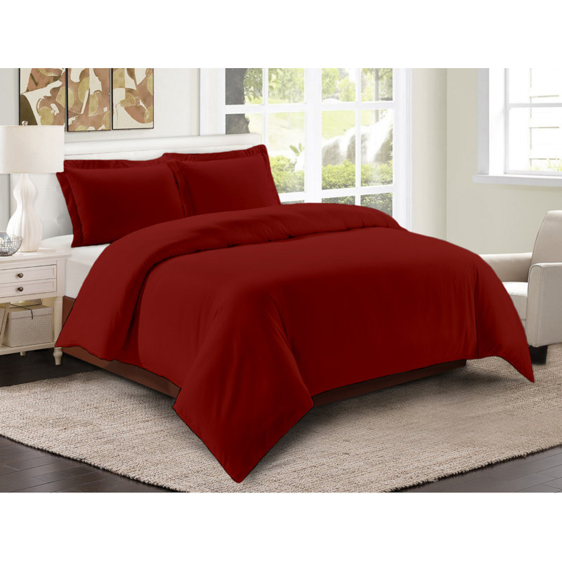  Ensemble de housse de couette Comfort Feel, Housse simple + 1 taie décorative, Bourgogne