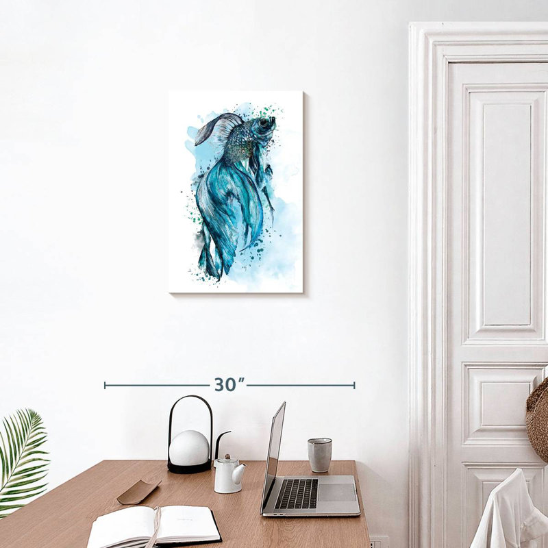 Blue Betta Fish Splash, H 24 po x l 16 po