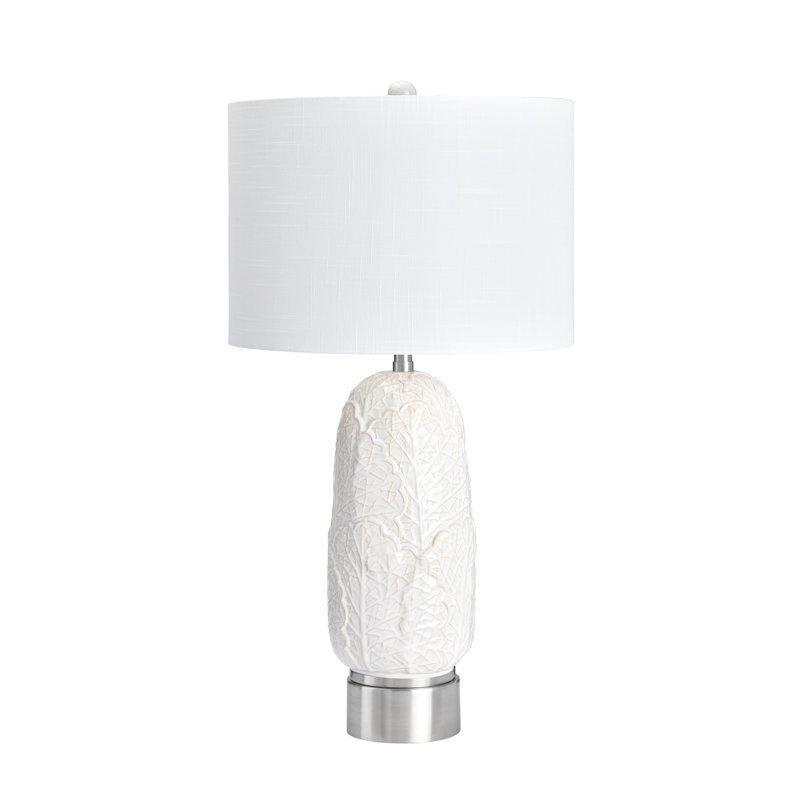 27" Metal Table Lamp With White Shade