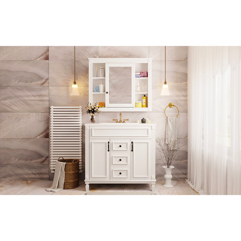 Meuble-lavabo gris avec lavabo - 36 po avec armoire moderne pour garder votre porte propre et bien fermée, Gris, 37"