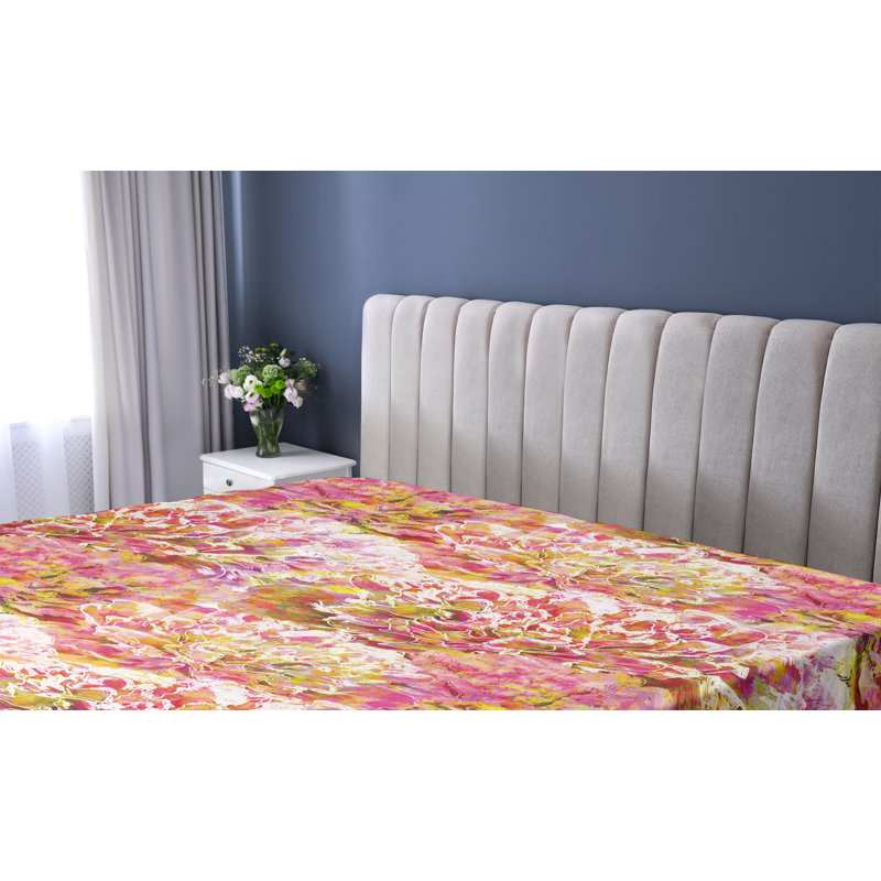 Drap-housse Ambesonne, Drap-housse pour lit simple TG, Rose pâle, jaune, vert / abstrait