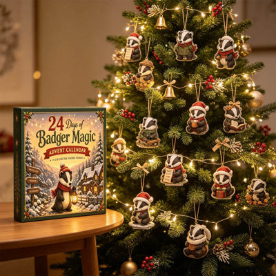 24 Days Advent Calendar 2026 Christmas Advent Calendar with 24 Collectible Acrylic Ornaments Christmas Tree Hanging Decor Holiday Countdo Christmas Decorations Gifts