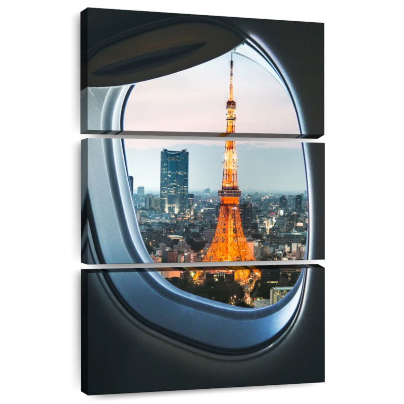 Nicci Tokyo Tower Plane Window View, 32" H x 20" W