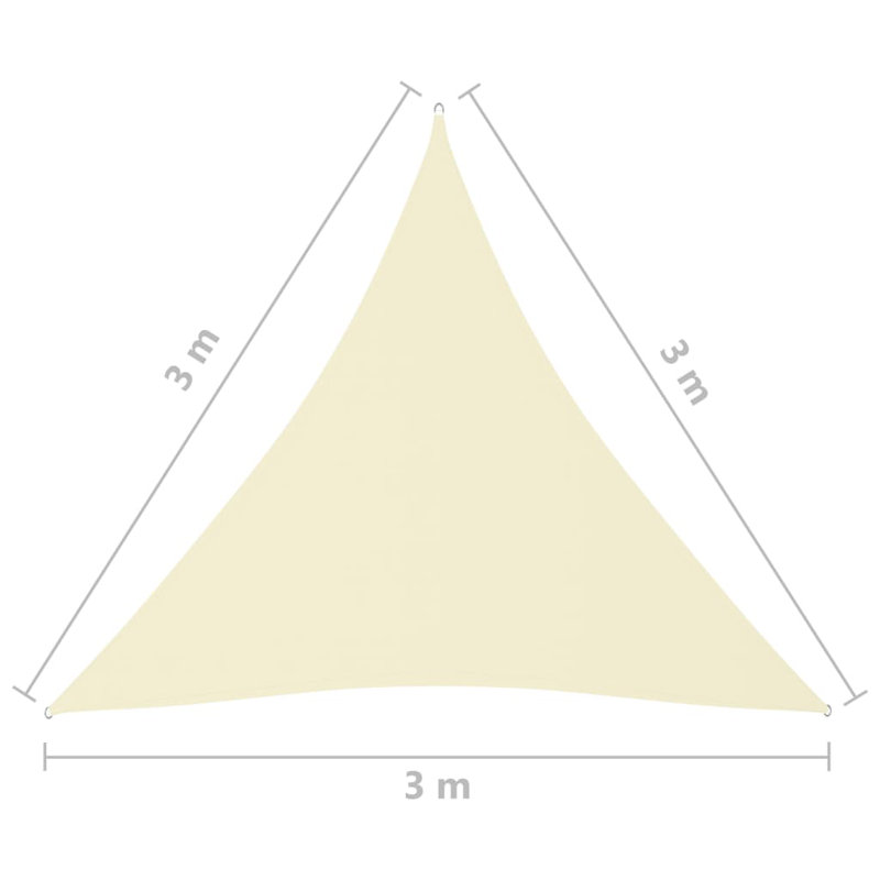 Shade sail Oxford fabric triangular 3m x 3m x 3m in beige, Cream