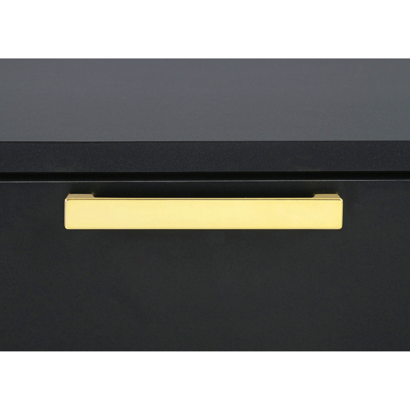 Commode rectangulaire noire / dorée à 5 tiroirs