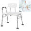 Tub Transfer Bench & Shower Chair – Non-Slip Aluminum Body with Backrest & Padded Armrest, Adjustable Seat Height, 300 lb Capacity – Bath & Shower Safety, Transfer Bench