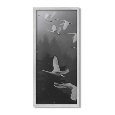 Flying Swan Flock Framed Giclee Art by Nene Thomas