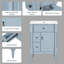 Meuble-lavabo moderne 24 po pour petits espaces, armoire bleue avec tiroir rabattable et tablette réglable, meuble-lavabo autoportant en bois massif avec lavabo-496355201-496355205