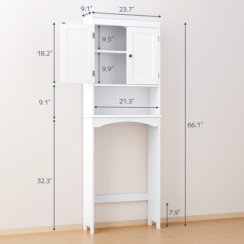 Champine Freestanding Over The Toilet Storage with Adjustable Shelf, White