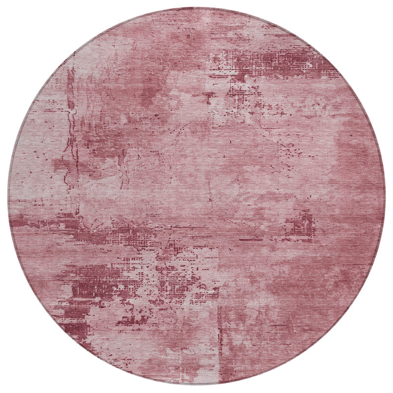 Cassiva Pink Washable Indoor-Outdoor Rug - , 8' x 8'