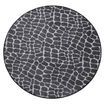 Tapis gris clair à imprimé animalier Chaima