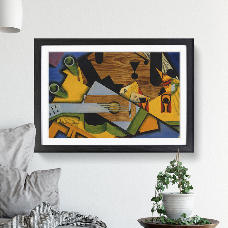 Still Life with Guitar by Juan Gris - Picture Frame Painting, Black Framed, 36cm H x 48cm W x 2cm D