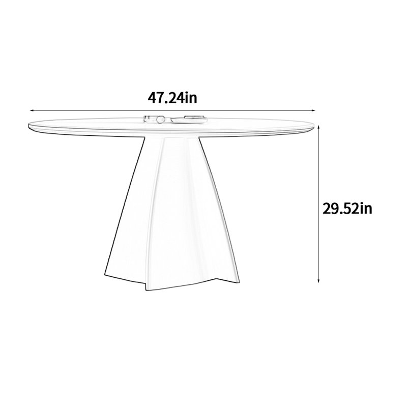 Table de salle à manger ronde blanche, H 29,52 po x L 47,24 po x l 47,24 po