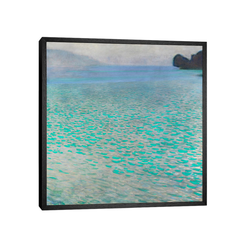 Attersee (Lake Attersee) by Gustav Klimt - Painting on Canvas, 93.98 cm H x 93.98 cm W, Black Framed