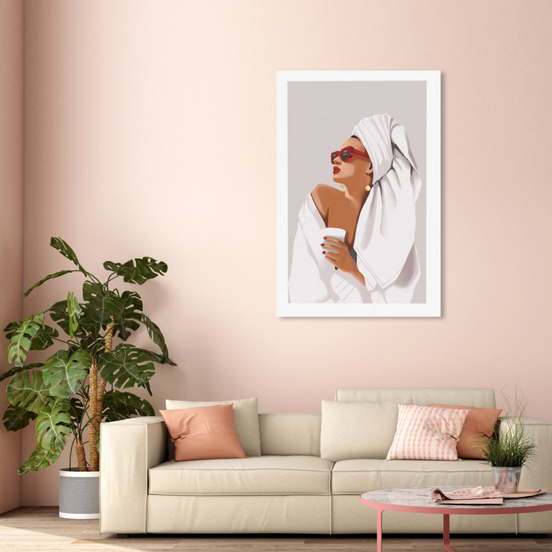 «Her Morning routine» - impression, Toile encadrée, H 24 po x l 16 po, Noir
