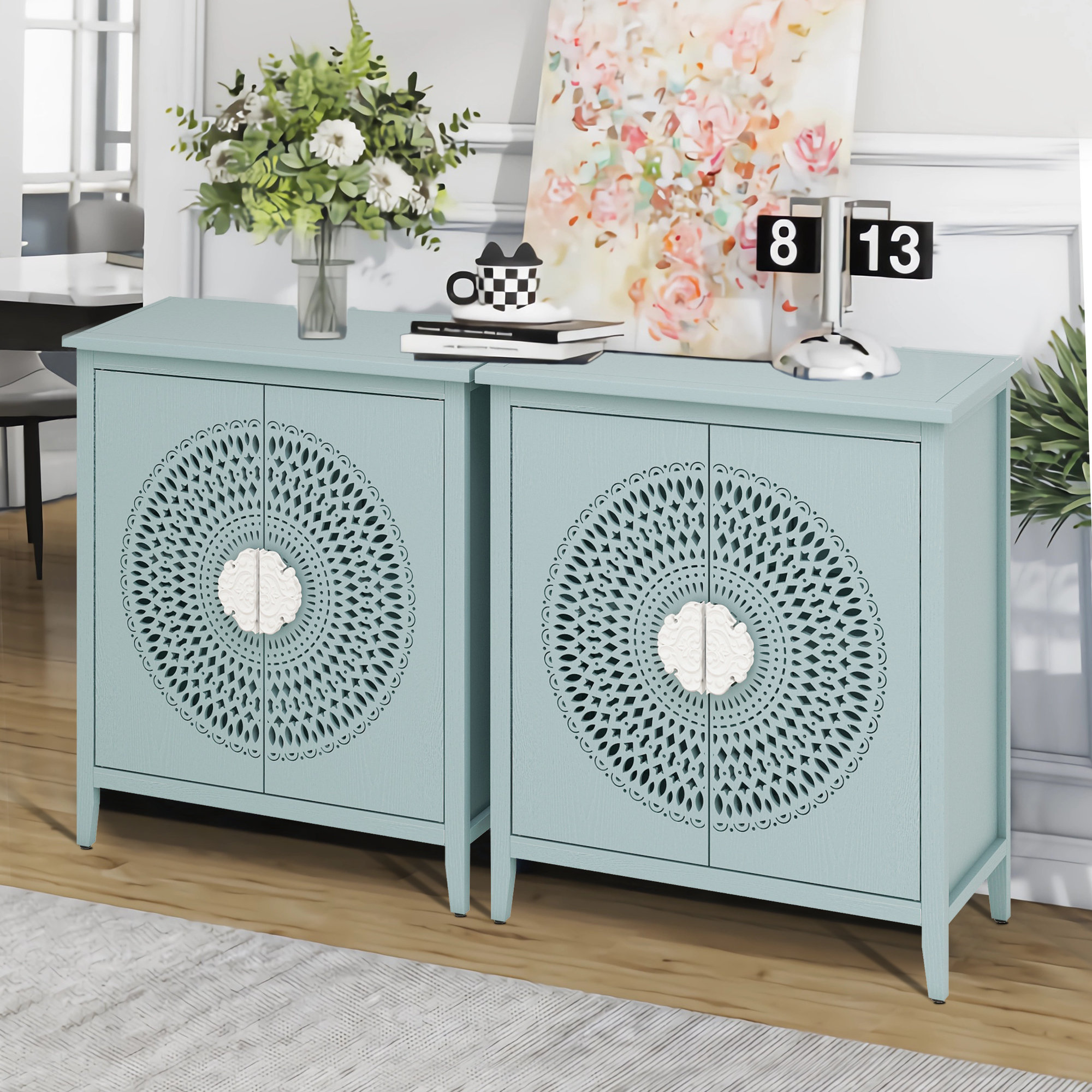 Bungalow Rose 30.55'' Solid Wood Sideboard with Bar Hutch | Wayfair