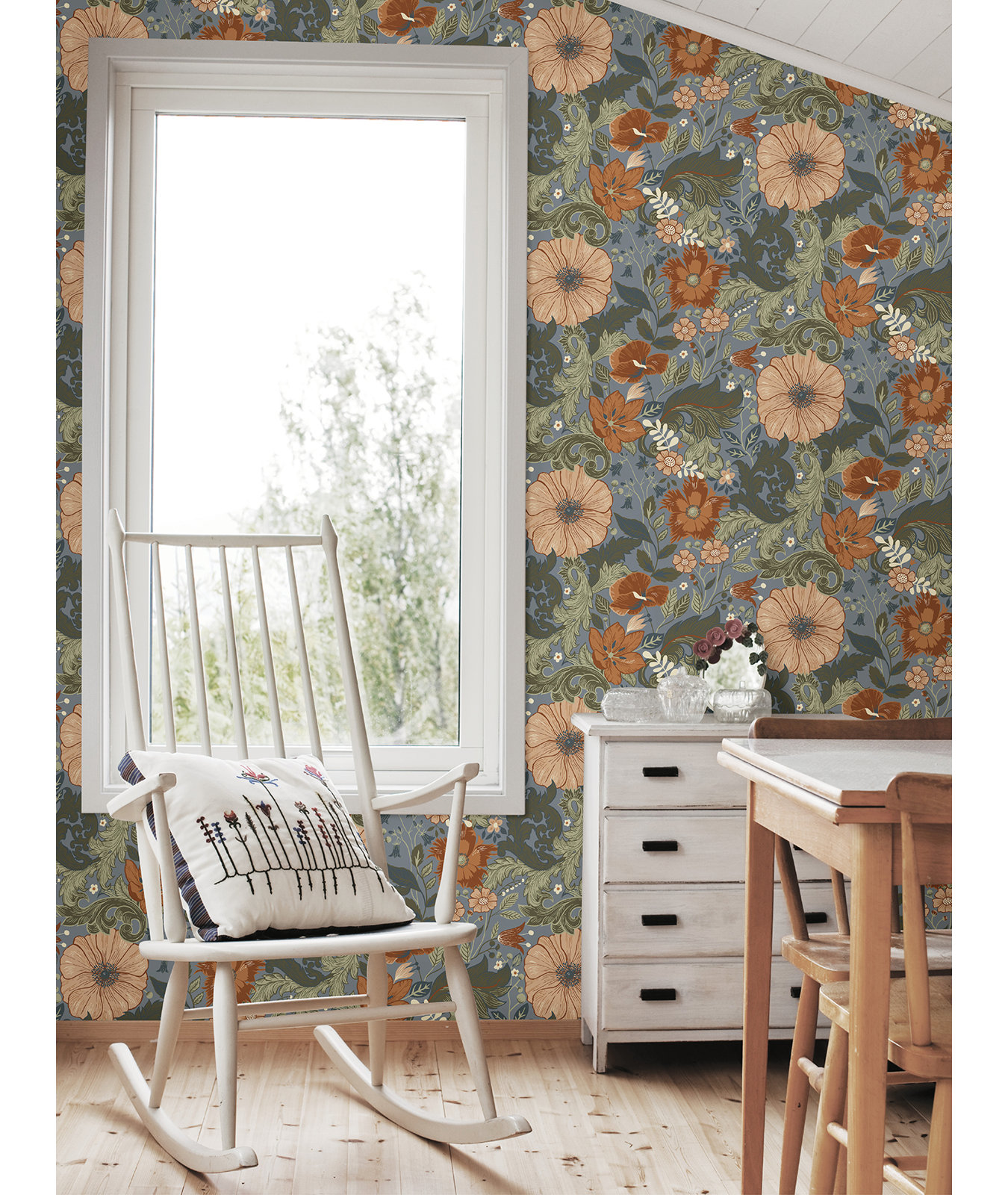 Adamo Floral Wallpaper, Blue
