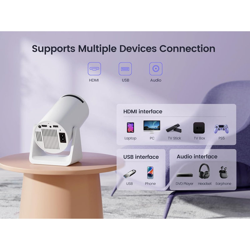 Projecteur de cinéma maison portatif avec télécommande inclus