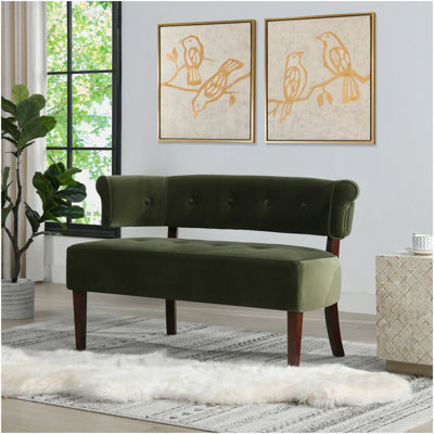 Banquette capitonnée Jared, velours performance vert olive