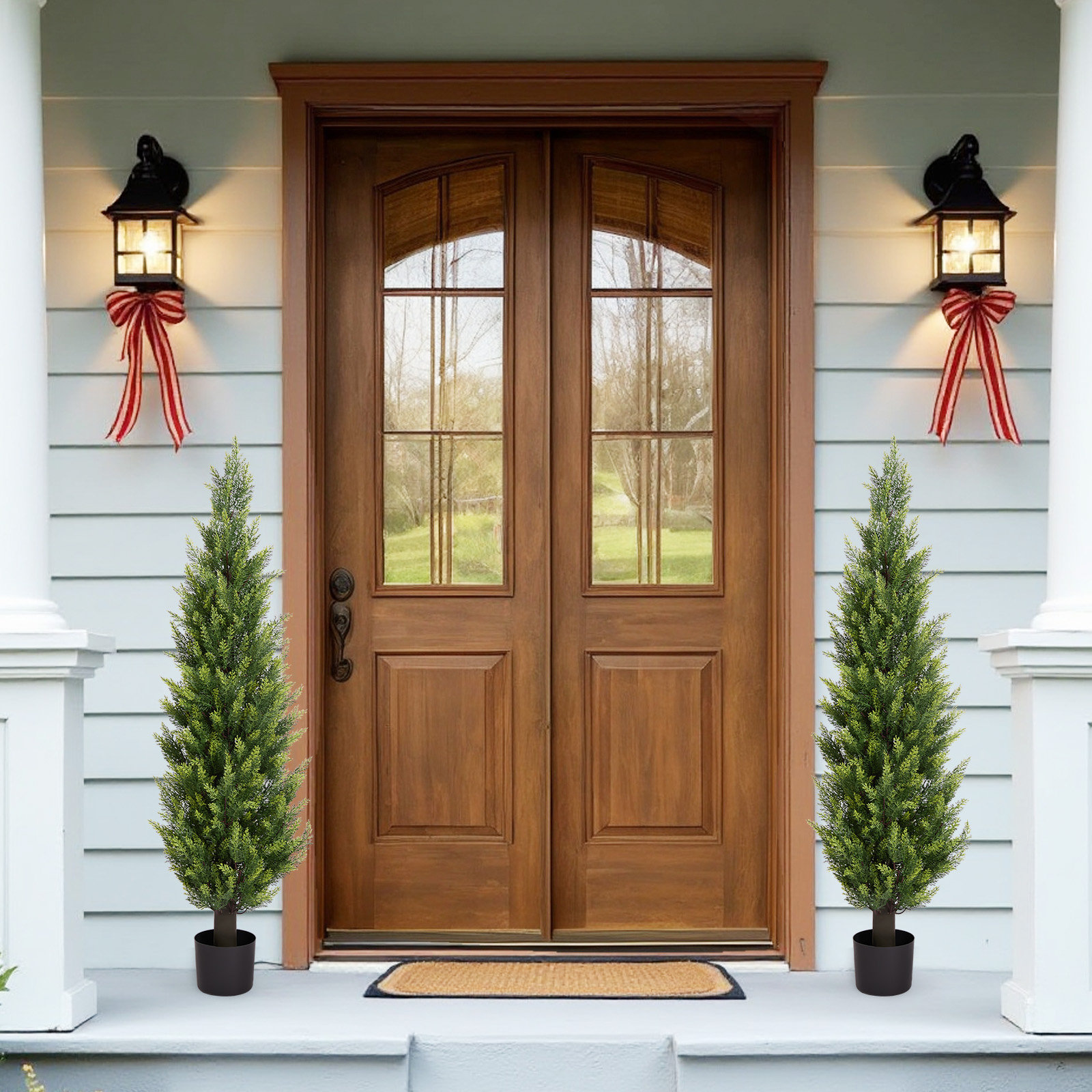 72" Cedar Topiary in Pot, 60" H x 12.6" W x 12.6" D