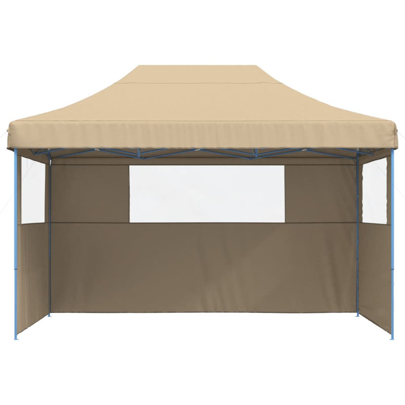 Vidaxl Foldable Party Tent Pop-Up With 3 Sidewalls, Blue, Beige, 315cm H x 410cm W x 279cm D