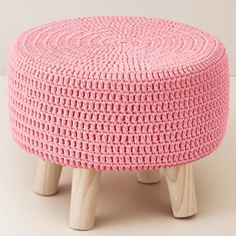 Wood Accent Stool, Pink