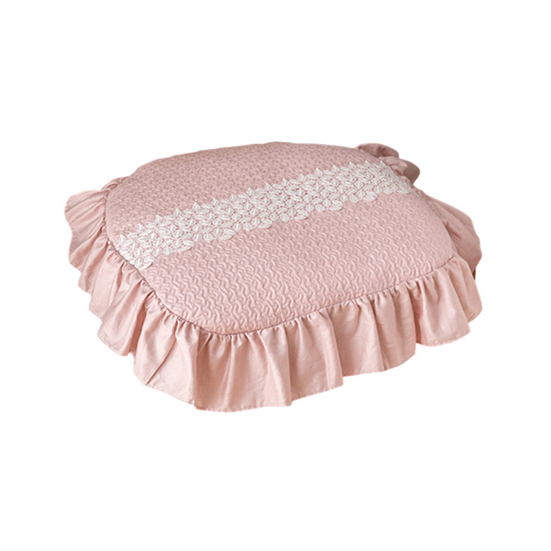 Cushions Lace Embroidery Pures Chair Pads Squares Sponge Pads Ruffle Cushions Can Be Washed, Pink