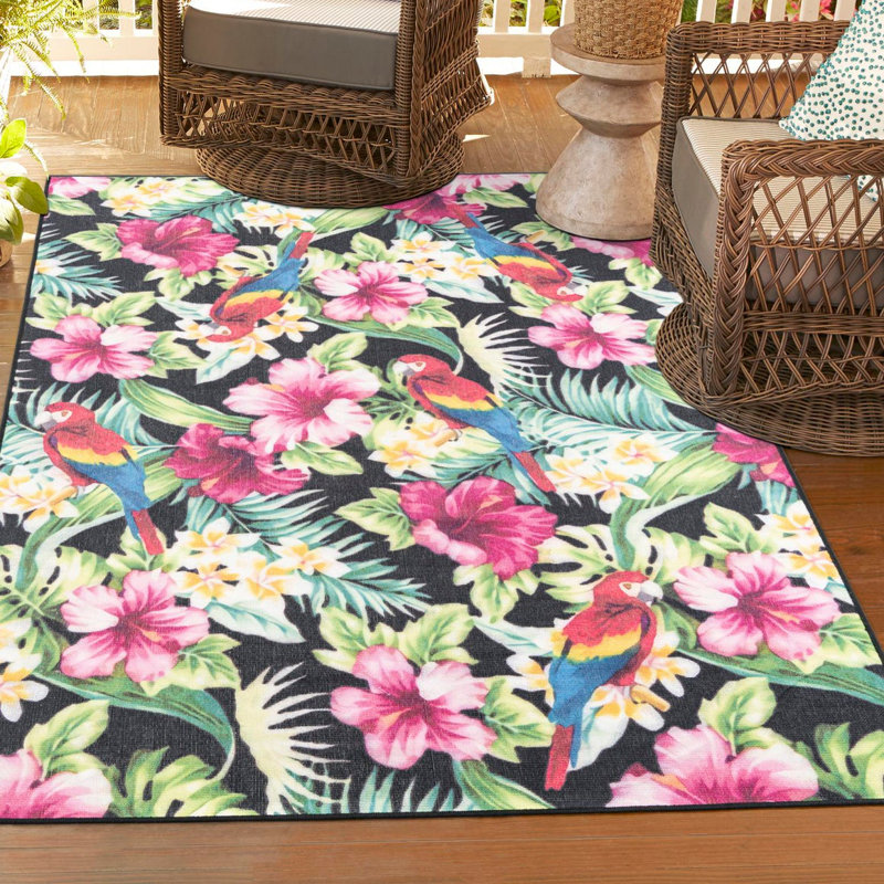 Tapis intérieur / extérieur Jill Zarin Saint Lucia Caribbean, Rectangle 4 pi 1 po x 6 pi 1 po