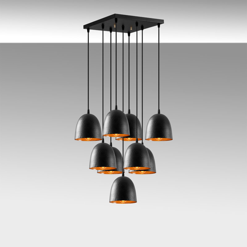 Maranta 9 - Light Black Cluster Pendant, Black
