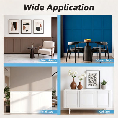 Wall Panelling Kit, Paintable MDF Wainscoting 3D Wall Panels, 6mm Interior Wall Cladding, Easy-Install Feature Wall Molding Trim Slat with Edge Strip for Interior Decor