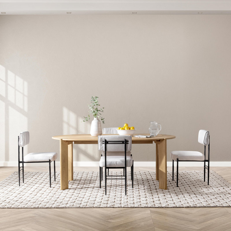 Kering 75" Oak Wood Oval Dining Table