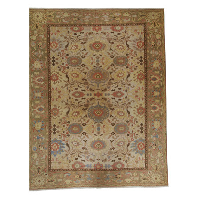 Hand-Knotted High-Quality Brown and Blue Area Rug
