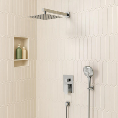 RainfallCascade 10" High-Pressure Balanced Shower System with 3-Setting  Hand Shower