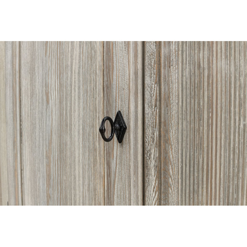 Rustic Gray Pine 54'' Solid Wood Sideboard with Black Hardware