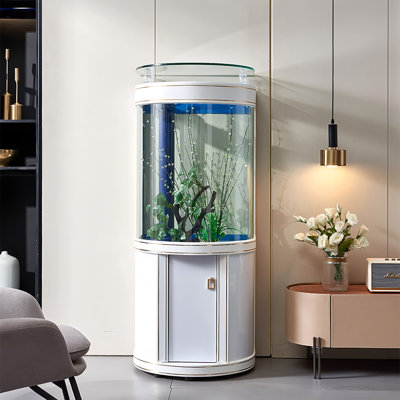 27.56"Light Luxury Semi-Circular Glass Bottom-Filtration Fish Tank