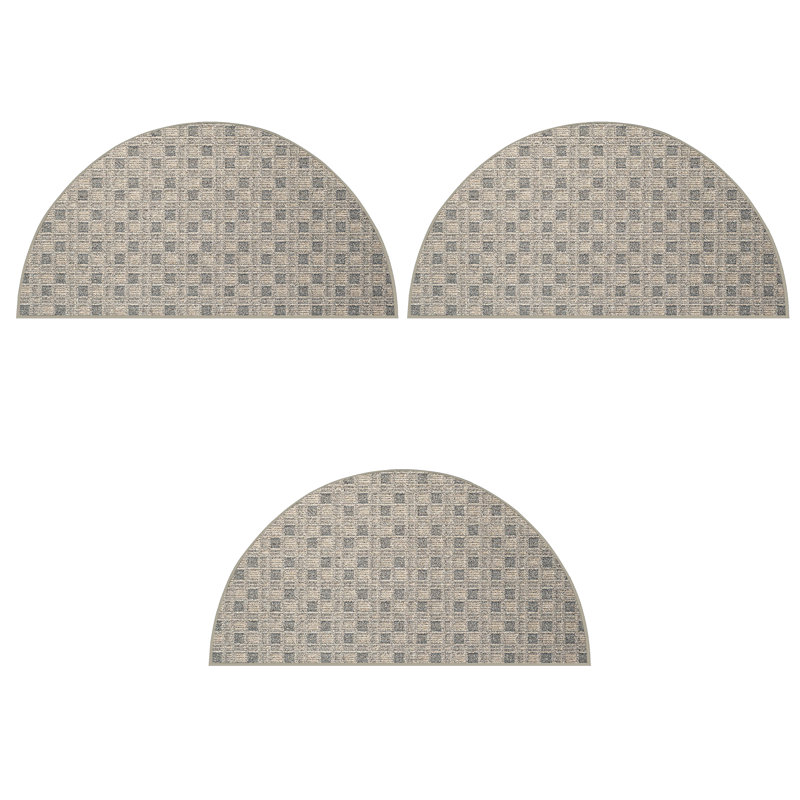 Ensemble de tapis intérieur / extérieur en polyester touffeté à la machine Burkins, Demi-cercle 1 pi 6 po x 3 pi