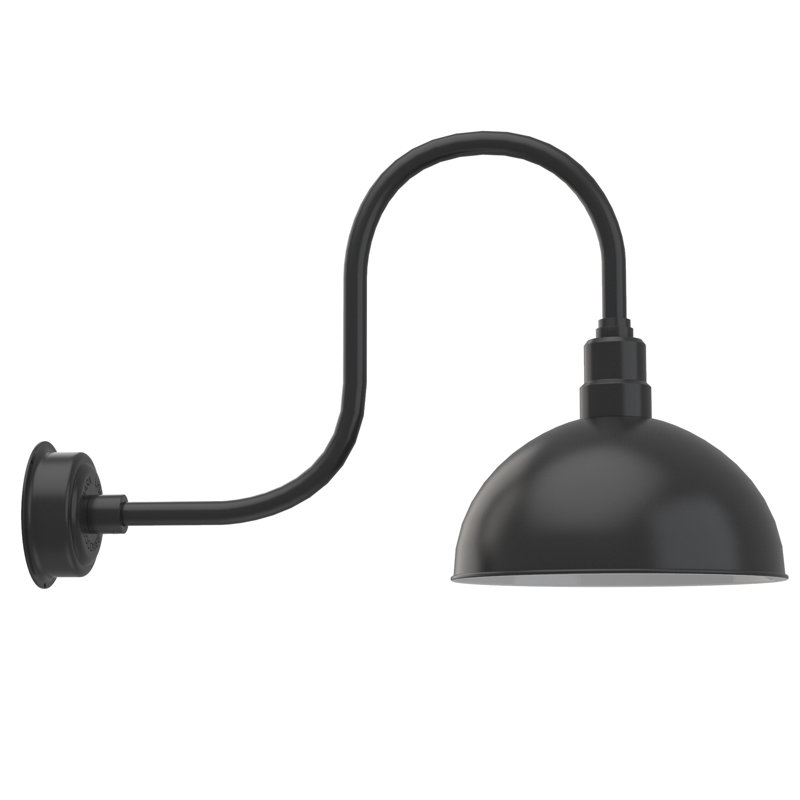 Luminaire de grange d’extérieur à del Dipkarpaz, H 9 po x l 14 po x P 17 po, Noir mat
