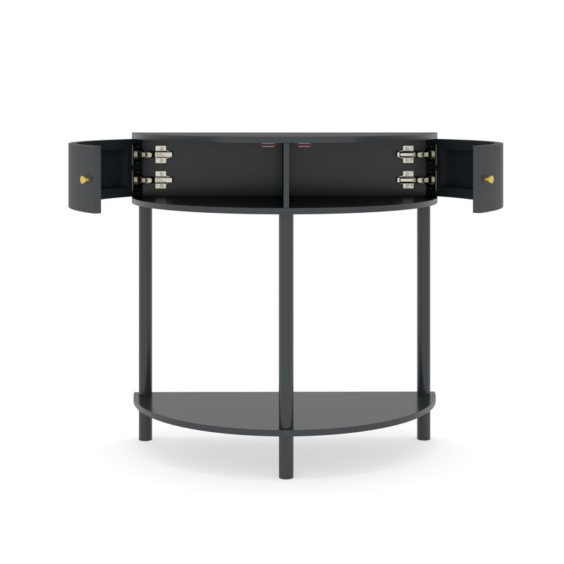 Modern 31.5" Fluted Semi-Circle Narrow Console Table, Dark Gray