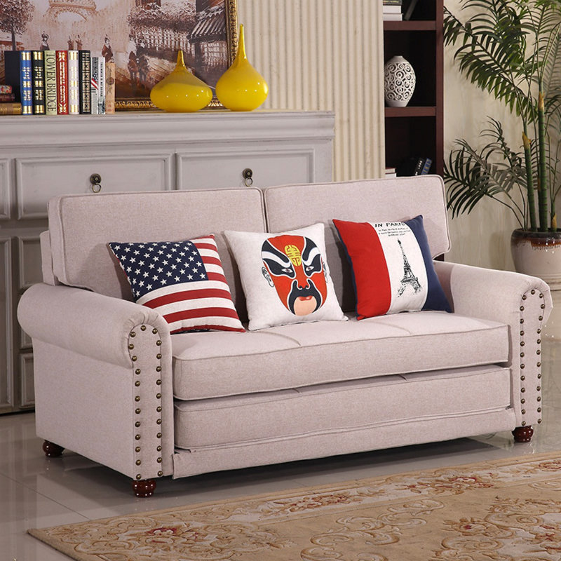 American Light Luxury Sofa Bed, Beige