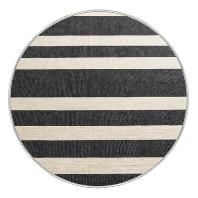 Tapis beige à rayures horizontales lavable à la machine