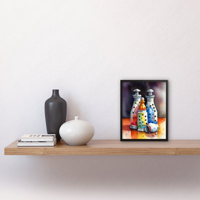 Ypsilanti Salt And Pepper Ceramic Shakers Modern Folk Art - Single Picture Frame Print