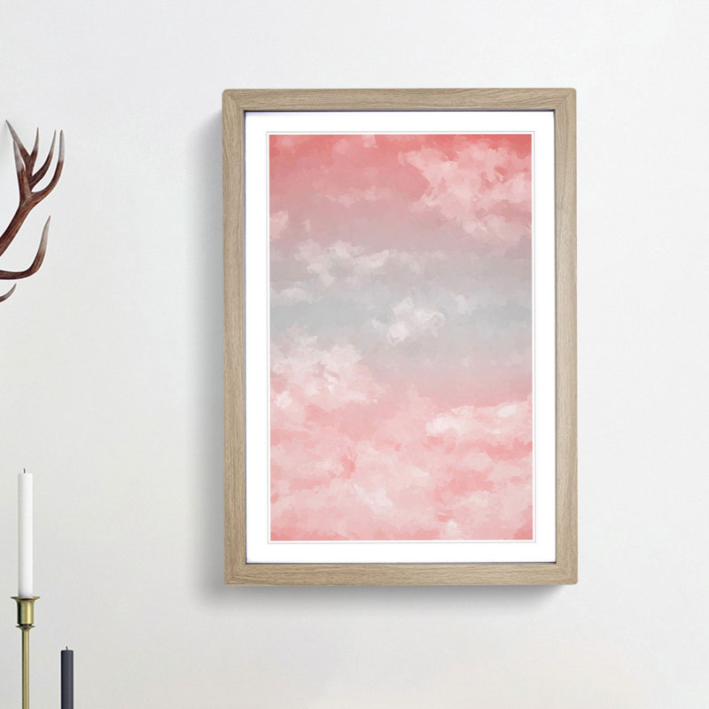 Through the Clouds in Abstract - Framed Print, 50cm H x 35cm W x 2cm D, Oak