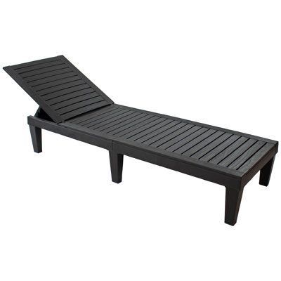 5-Position Adjustable Polypropylene Resin Sun Lounger - Black